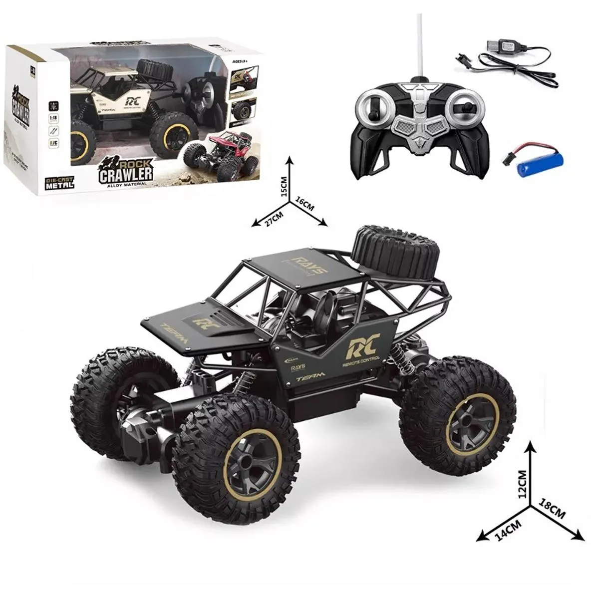 RC Car Remote Control Truck 4x4 Off Road Monster Truck for Kids, 2.4Ghz 1:16 Rock Crawler with Two Rechargeable Batteries Waterproof for All Terrain Electric Toy Car for Boys and Girls image 2