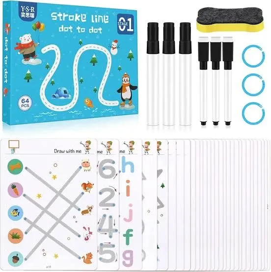 Magical Tracing Workbook Reusable Calligraphy Copybook Practice Drawing Book with Pen and Eraser,Help Children Improve Concentration and Hand-Eye Coordination 64 Pages image 1