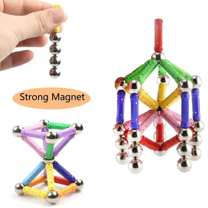 Magnetic Building Set - Educational and Stimulating Magnetic Toy for Both Kids and Adults, 3D Building Blocks & Tiles Puzzle 63 Pcs & 124 Pcs image 6