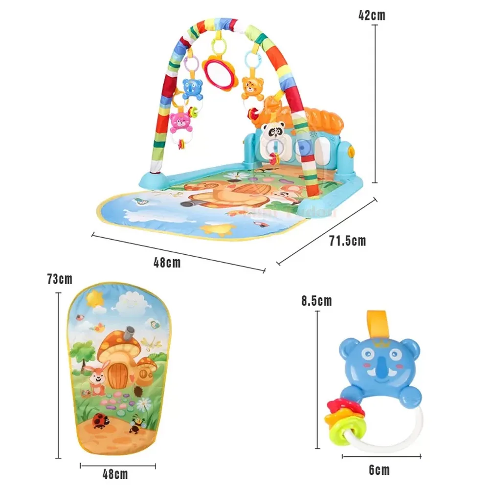 Huanger - 3 In 1 Newborn Baby Play Gym Piano Fitness Rack - Activity Mat image 2