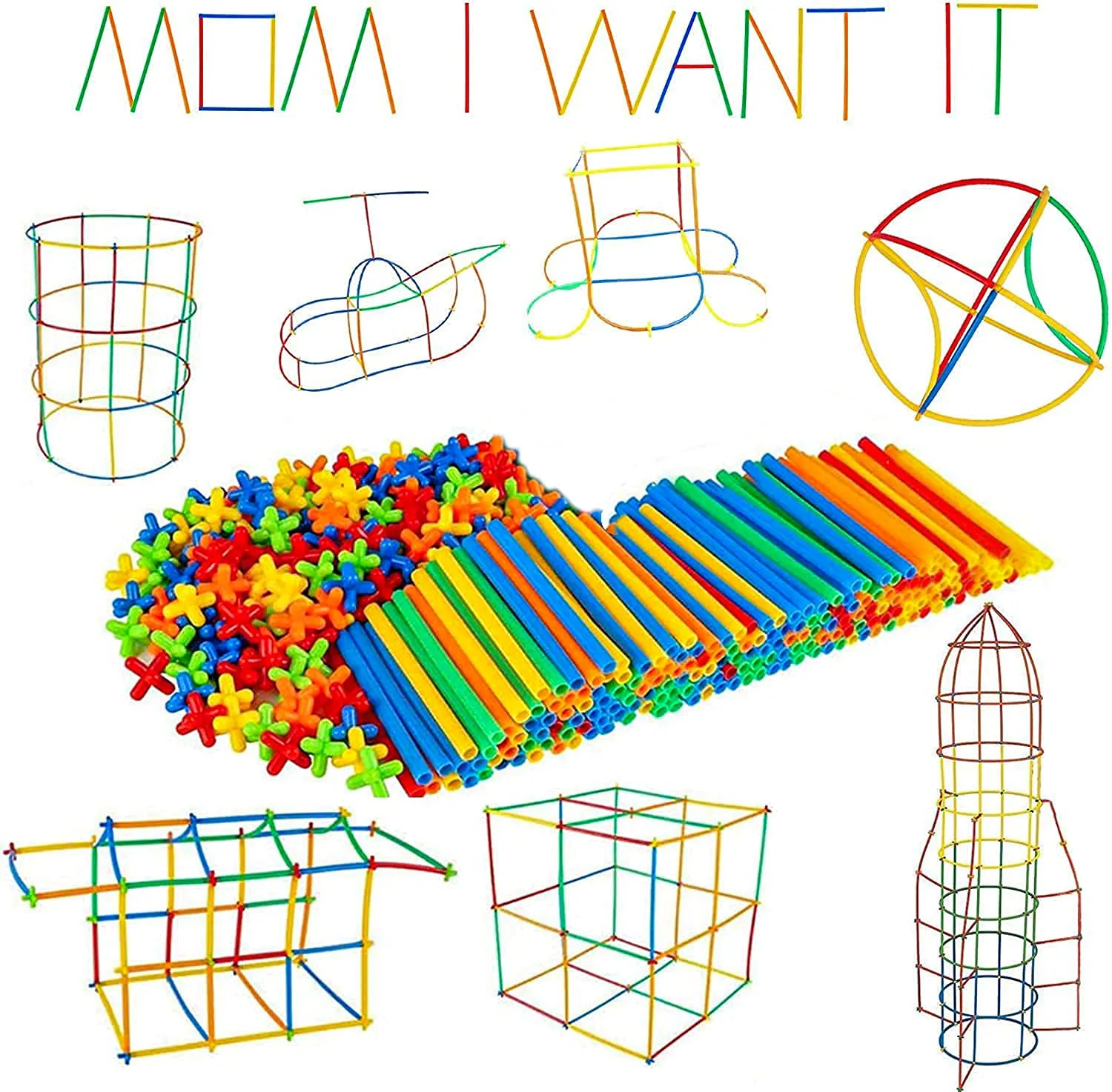 Straw Constructor Toys STEM Building 550 Toy With Box Interlocking Plastic Engineering Thin Tube Blocks Educational Kit for 3 4 5 6 7 years Kids Boys and Girls Gift image 2