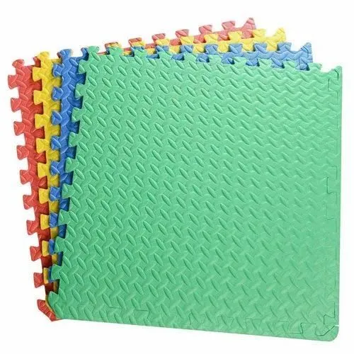 Foam Floor Mats - Interlocking EVA Foam Padding for Home Gym 2 x 2 Feet- Non-Toxic 4-Piece Play Mat Set for Toddlers, Babies, and Kids (Multicolor)