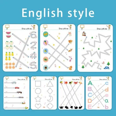 Magical Tracing Workbook Reusable Calligraphy Copybook Practice Drawing Book with Pen and Eraser,Help Children Improve Concentration and Hand-Eye Coordination 64 Pages image 8