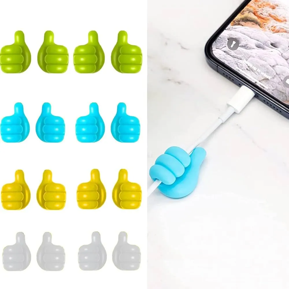 Self Adhesive Thumb Wall Hooks for Hanging, Cable Organizer Clips, No Punching Key Hook Holder, Multifunctional Utility Silicone Hooks Desk Wire Management, Random Color, Pack of 10 image 3