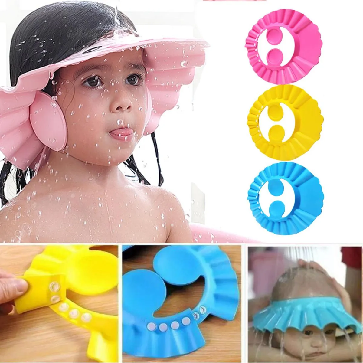 Baby Fomic Shower Cap Shampoo Wash Hair Kids Bath Adjustable Waterproof Ear Protection image 1