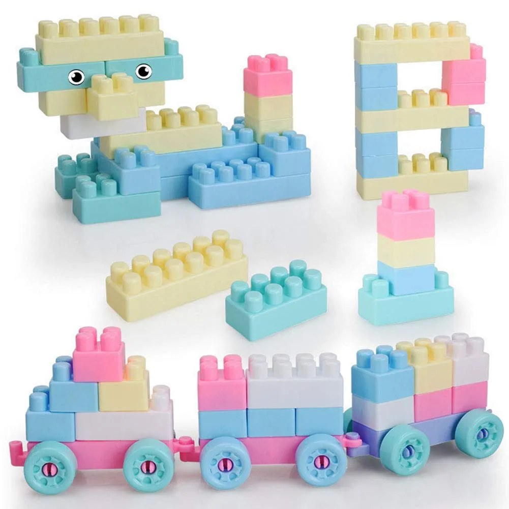 47 pcs Macaron Building Blocks, Children's Large Building Blocks, Light Colors blocks Collage Assembly Educational Toys, Hands-on Brain Games image 2