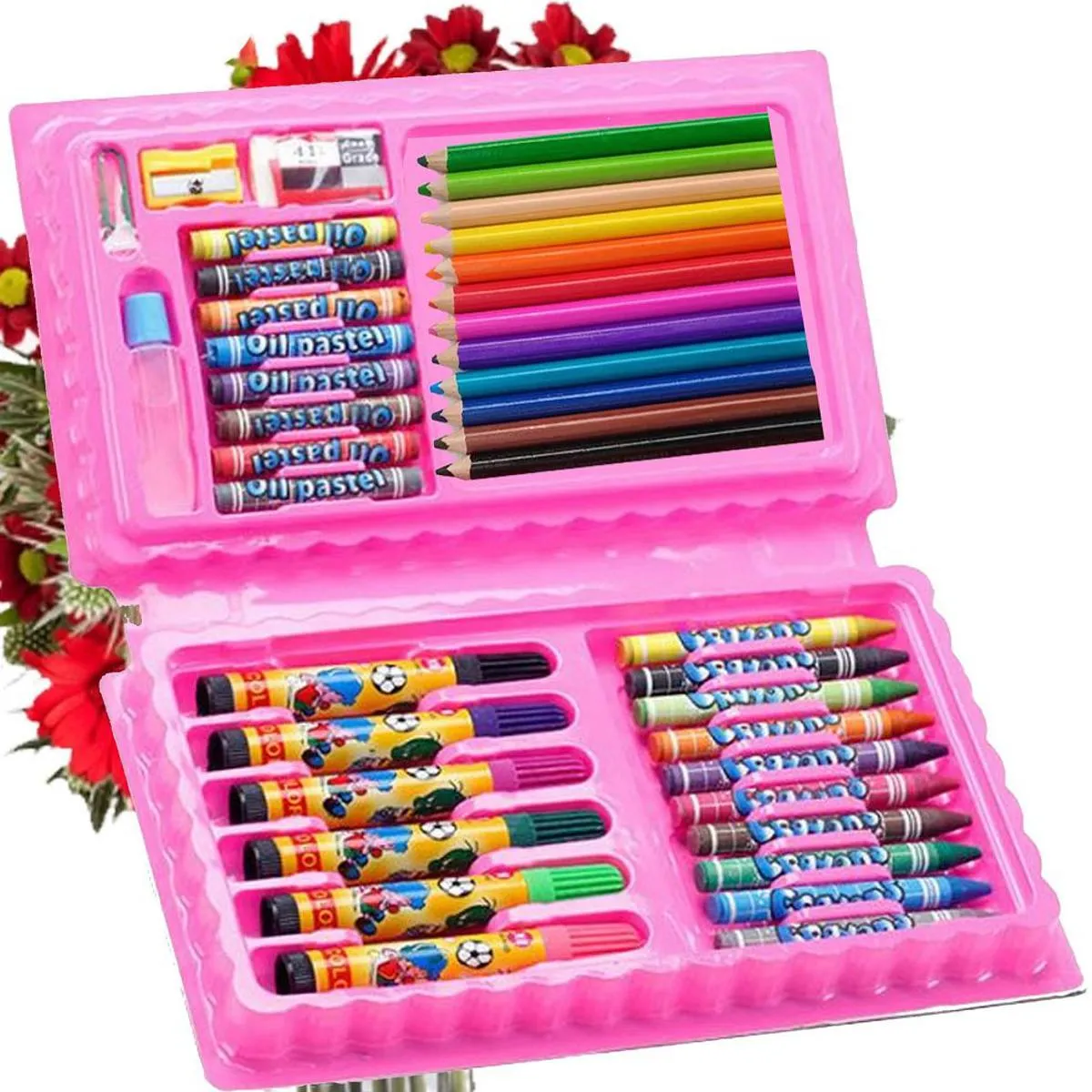 Multi Color 42 Pcs Kit / Set with Button Box Best Quality For kids image 1
