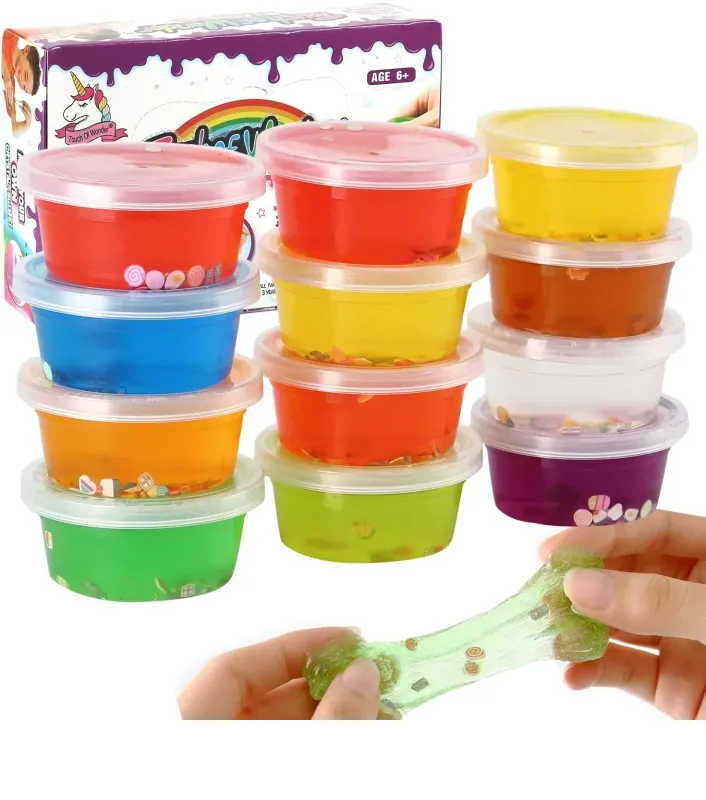 Slime kit Pack Of 24, Colors Non-Toxic Clear Crystal Slime Soft Jelly Clay Putty mud Stress Relief Toy Jelly Toy for Kids & Adult, DIY Slime Making- Multi Color image 4