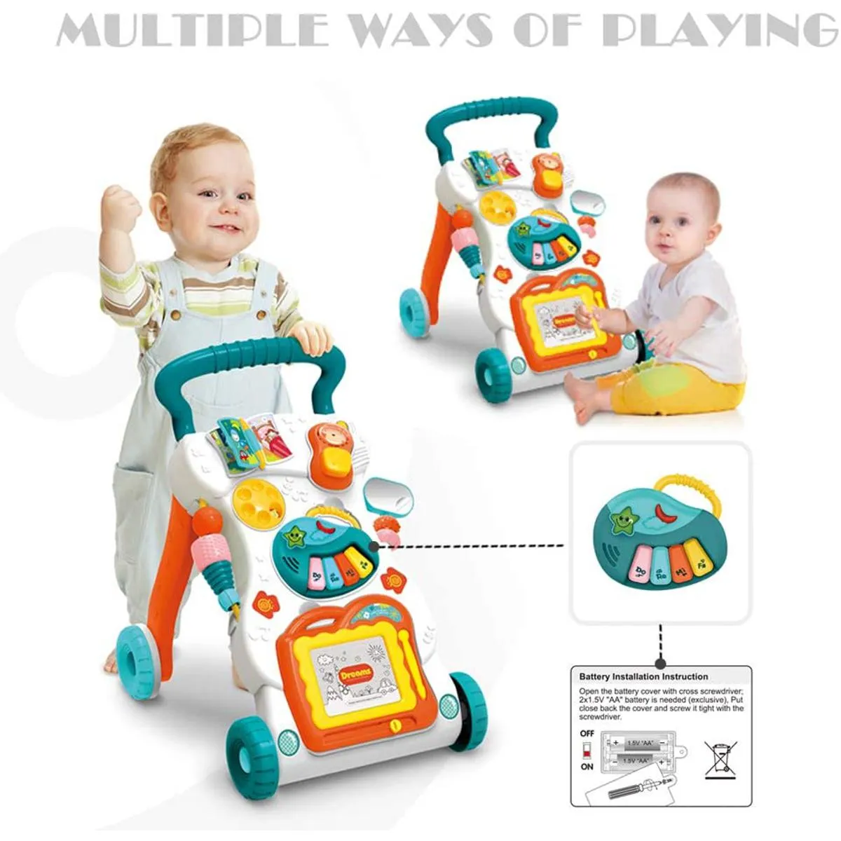Huanger - Baby Walker Baby Sit-to-Stand Learning Multi purpose Walker Toddler Toys Push and Pull Toy Learning Walking Toys For Baby Toddler Educational Purpose