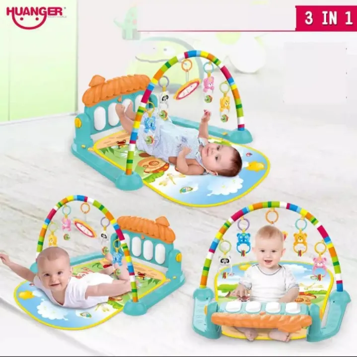Huanger - 3 In 1 Newborn Baby Play Gym Piano Fitness Rack - Activity Mat image 3