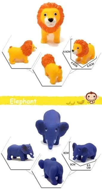 Bathing Equipment Plastic Animal Squeeze Baby Bath Toys For Kids Soft Chu Chu Toys 6 Pes Set image 4