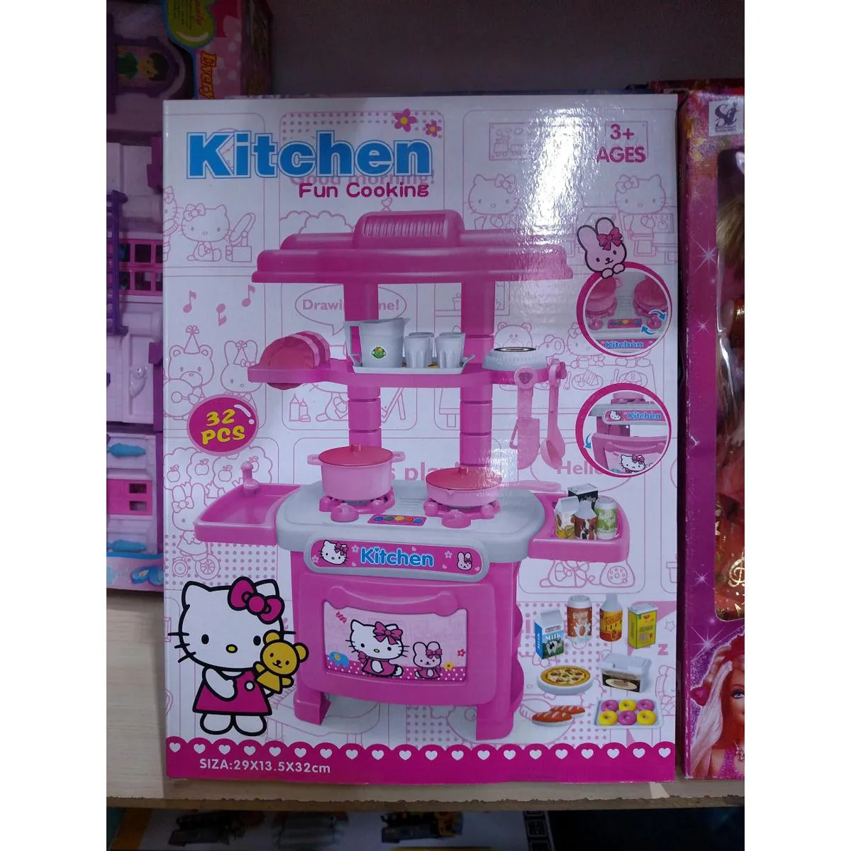 Hello Kitty/Disney Princess Themed Kids Play Kitchen Set - 32-Piece Pretend Cooking Toy with Utensils and Accessories for Ages 3+ image 4