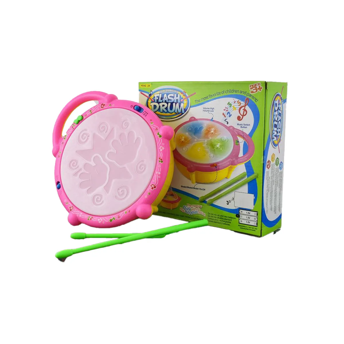 Kids' Musical Flash Drum Set with Lights and Sounds - Educational Toy for Early Learning and Fun Play