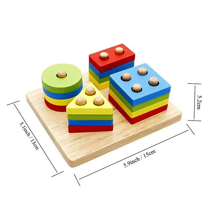Shape Sorter Learn Geometric Shapes Puzzle for kids Wooden Stacking Toys – Perfect toddler toys recommended Wooden Puzzle toys for 1 2 3 year olds image 6