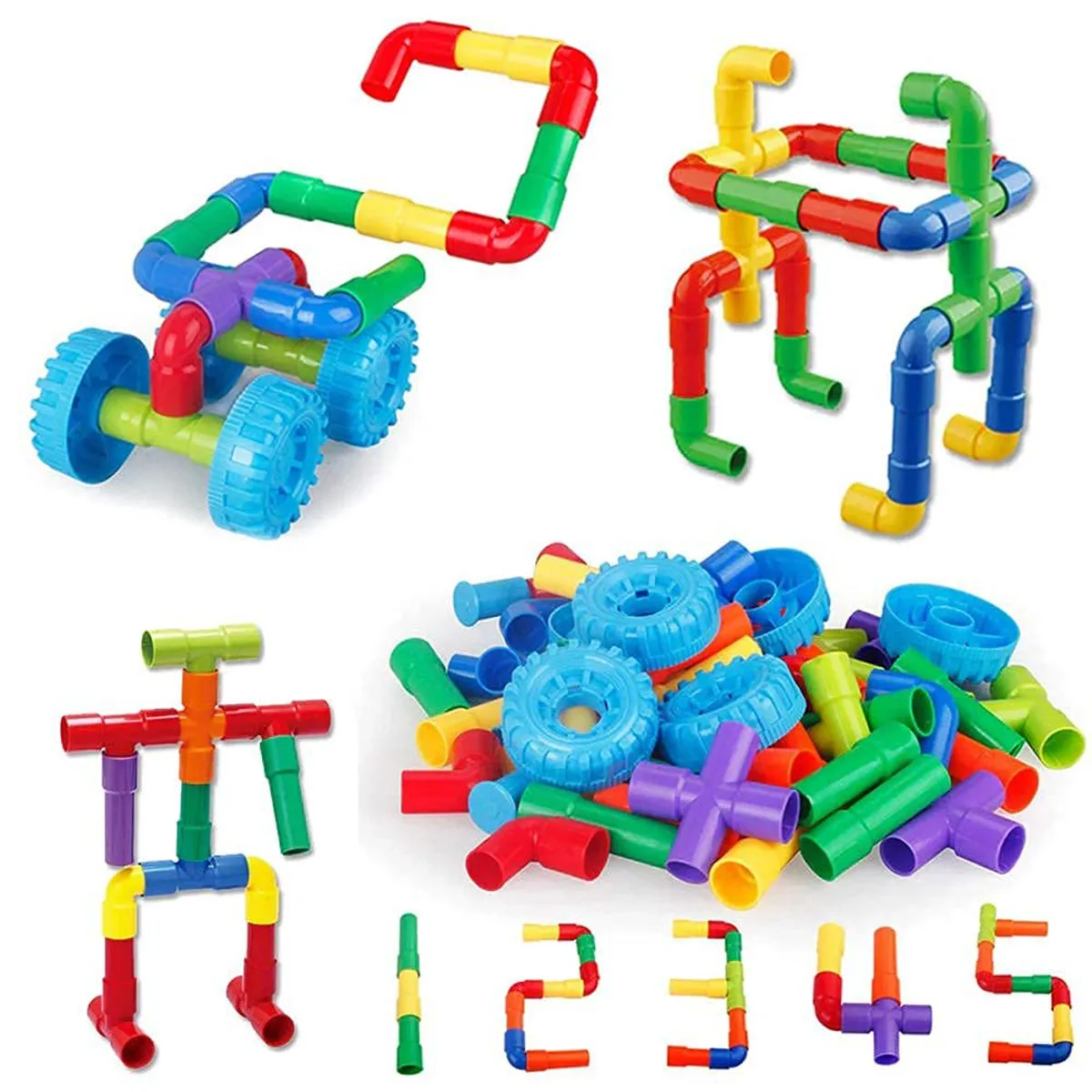 Colorful Creative Pipe Puzzle Building Blocks for Kids / Pipe Puzzle Building image 1