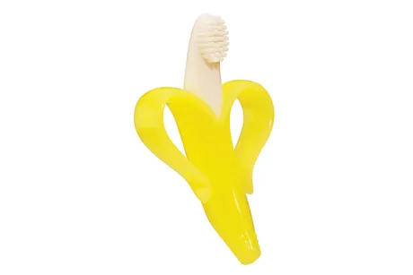 Soft Silicone Baby Banana Yellow Banana Infant Toothbrush, Easy to Hold, Train Infants Babies and Toddlers for Oral Hygiene, Teether Effect for Sore Gums, 4.33" x 0.39" x 7.87", BR003 image 6
