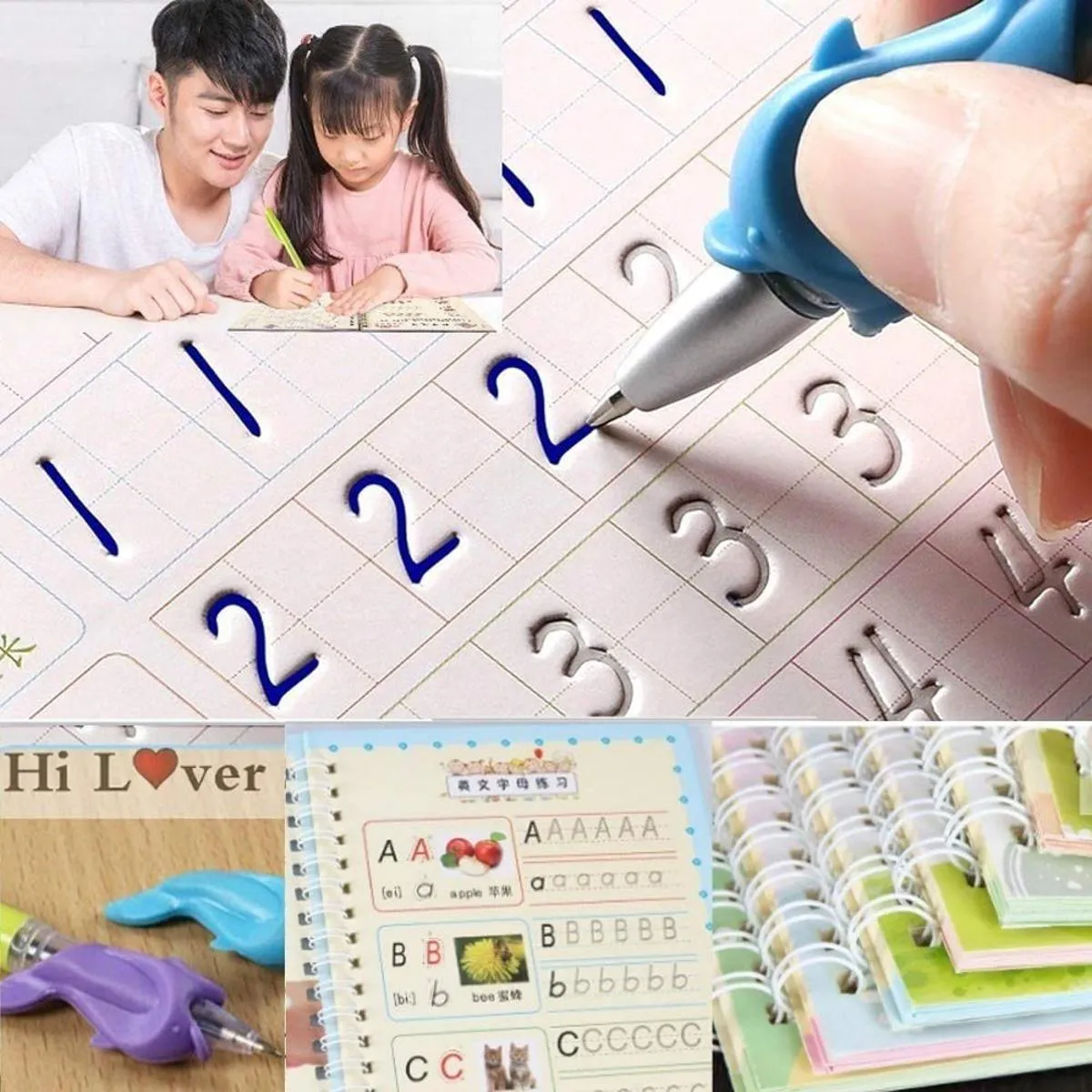 Sank Magic Practice Copybooks with Magic Pen - Reusable Handwriting Workbook for Kids - English Letters, Numbers, Addition, Subtraction, Drawing, and Calligraphy Pens Set for Beginners image 3