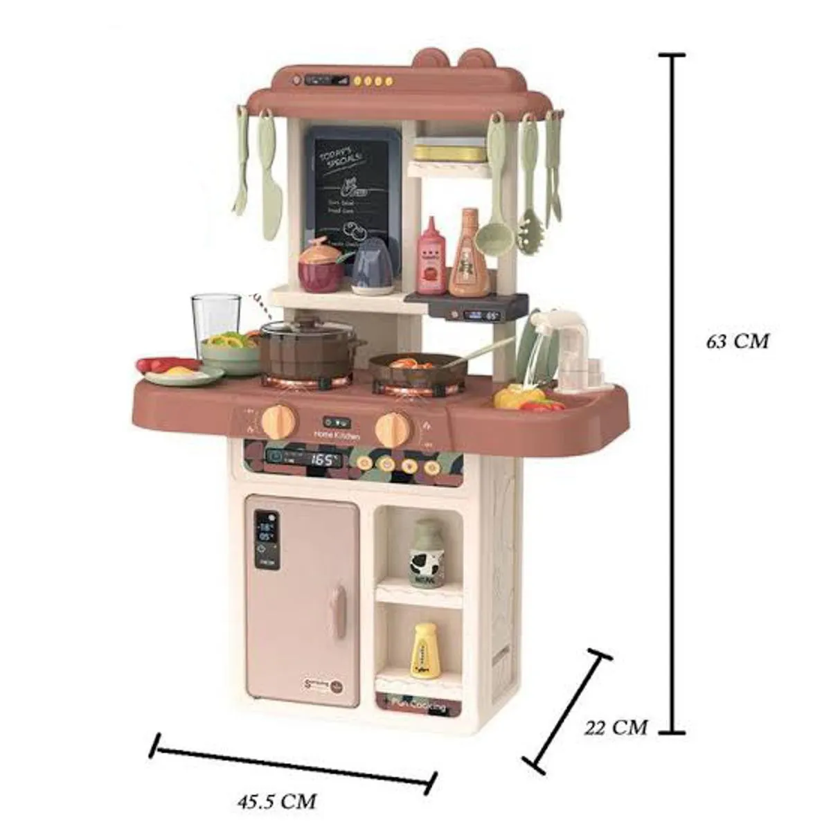 Little Kids Kitchen Pretend Play Set with Light & Sound and Plastic Accessories Included Playset Toys for Girls and Boys - 36 pcs