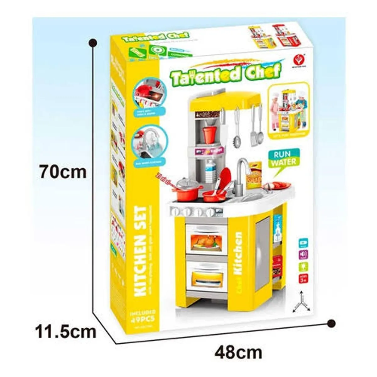 Kids Kitchen Set For Girls With Steam & Light & Sound and Plastic Accessories 93 cm & 65 pcs image 2