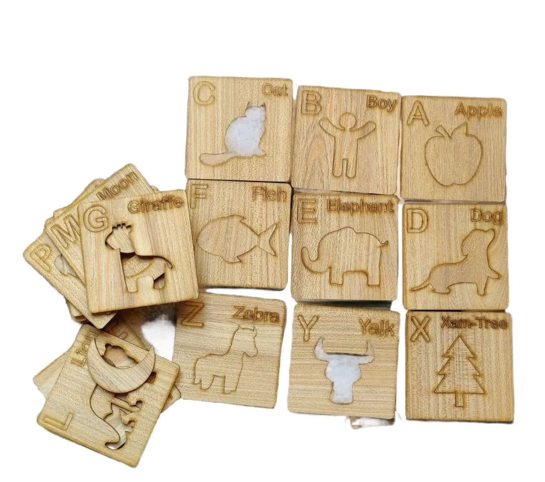 ABC kids Wooden Drawing Stencils - Complete Alphabets With Free 6 Pencil Colors