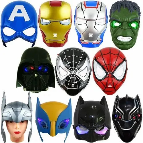 Kids Halloween Prank Luminous Led Spiderman Hulk Avengers Superman Hulk  Batman Face Mask Superhero  Led Light Up Mask For Kids Ages 3 And Up Multicolor Plastic Face Mask image 1