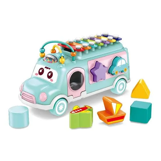 Music Xylophone Bus Toys Instrument Knocking Piano Lovely Beads Blocks Shape Sorting Learning Educational Baby Toys For Children