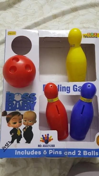 Baby Boss 2 in 1Kids Toy,Indoor Toys Bowling Game Toy Set With Coin Box Yard Games Sport Family Fun Games For Kids image 2