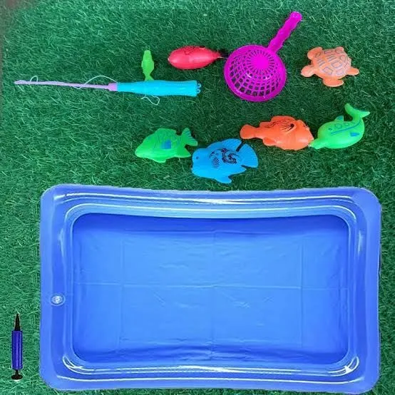 Kids' Fishing Toy Set Play Water Toys for Baby Magnetic Rod and Fish with Inflatable Pool Outdoor Sport Boys Girls image 3