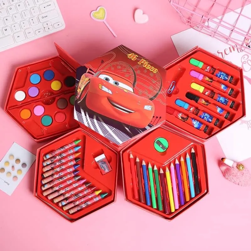 46 Pieces Coloring Kit Set - With Color Pencil, Crayons, Water Color, And Sketch Pens - Hexagon image 5