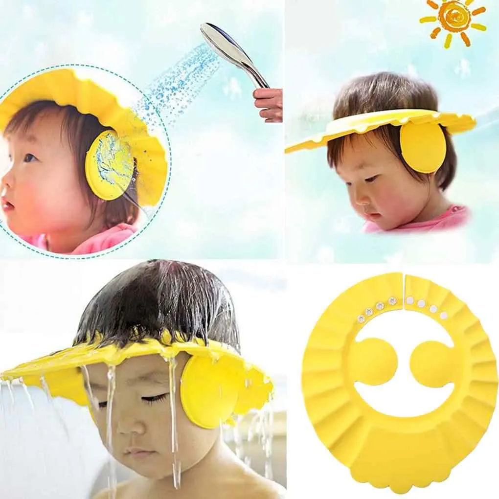 Baby Fomic Shower Cap Shampoo Wash Hair Kids Bath Adjustable Waterproof Ear Protection image 2