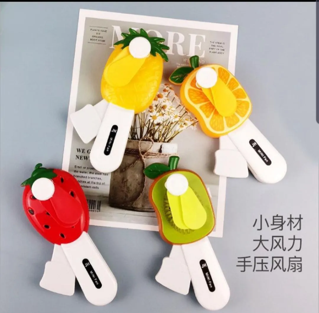 Interesting Palm Pressure Mini Fan Fruit Shape Cute Squeeze Toys / Cool Summer Fan/ Fan Without Battery (Multi Color) image 5