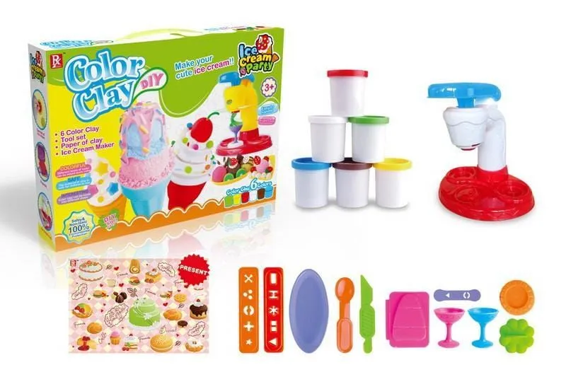 DIY Ice Cream Clay Play Set Toy Make Fancy Clay Ice Cream with Clay Real Clay Vending Machine Clay Tubs Non Toxic