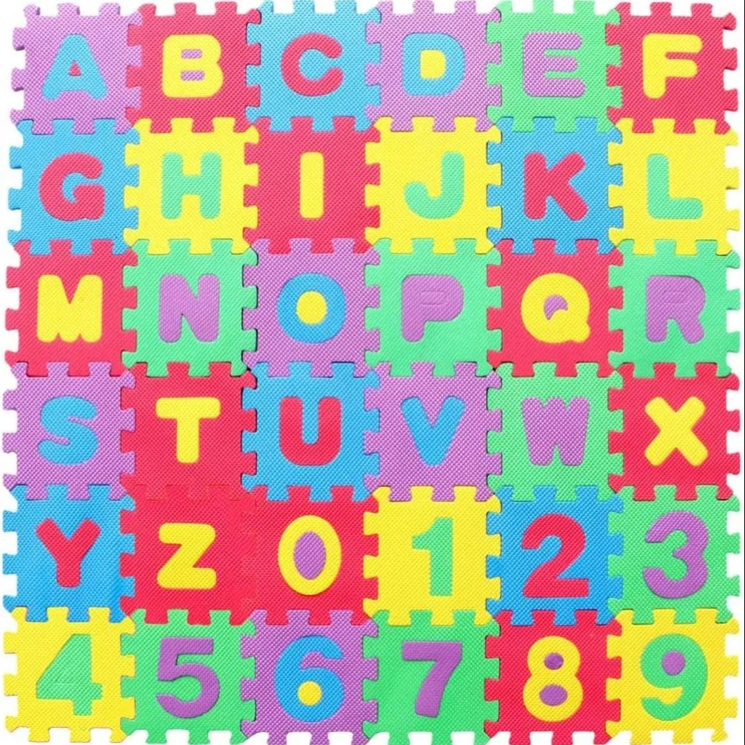 Kids Foam Play Mat (36-Piece Set) 5 x 5 CM Interlocking Alphabet and Numbers Floor Puzzle Colorful EVA Tiles Girls, Boys Soft, Reusable, Easy to Clean image 4