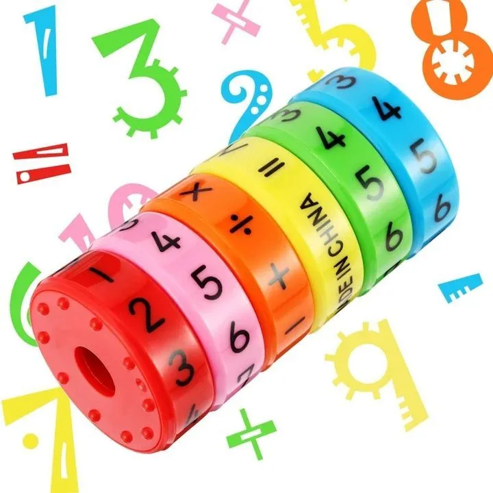 Children Magnetic Mathematics Digital Learning Educational Toys Magic Intelligence Arithmetic Maths Puzzle Cube For Kids Gift  Engaging Maths Teaching Toy: Detachable Magnetic Calculator For Kids - Add, Subtract, Multiply & Divide! image 1