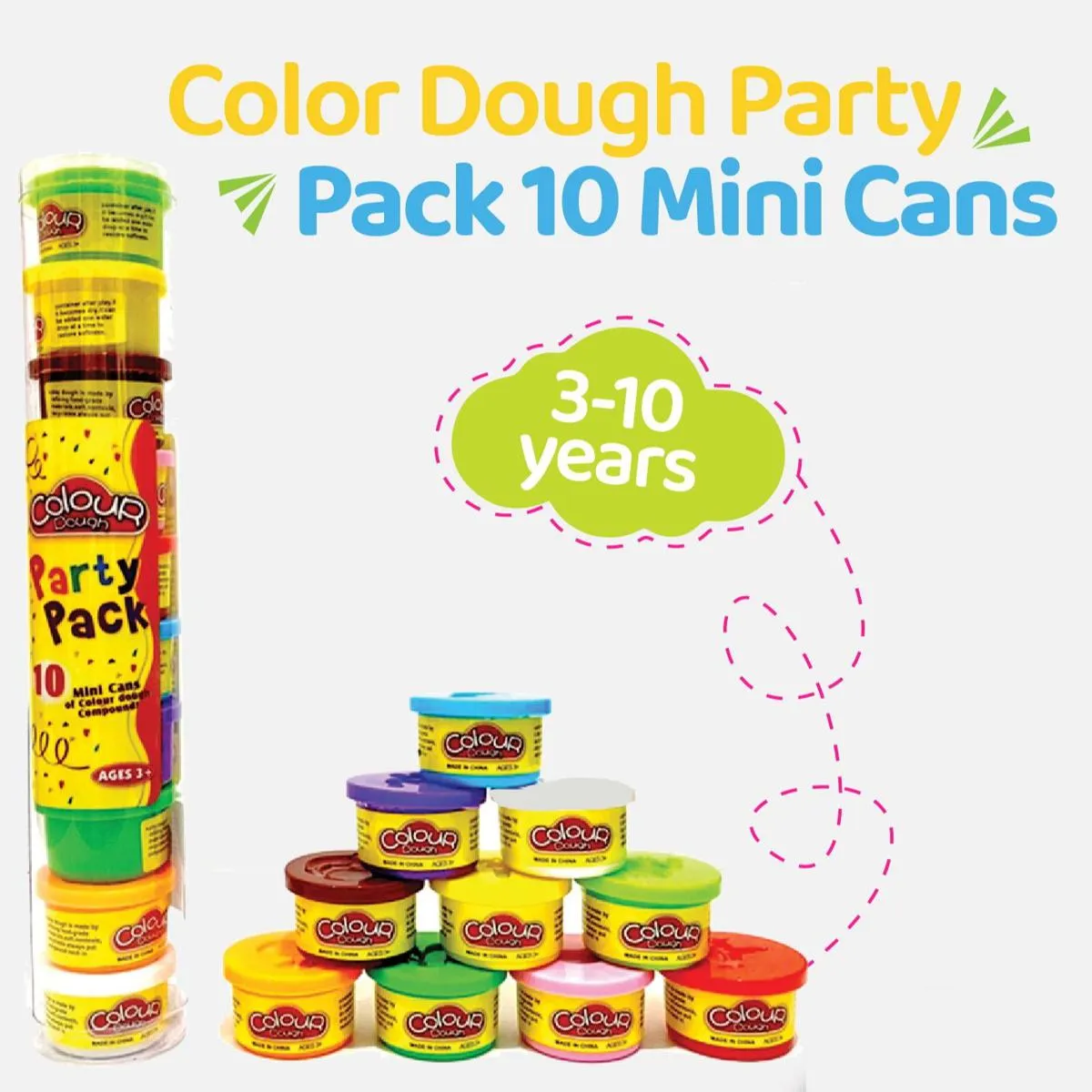 Pack of 10 Pack of Color Dough - w/ 6 BONUS Dough Cutters & Built-In Molding Lids Mega Modeling & Sculpting Playset With 10 Individual 2-Ounce Cans of Dough - Bulk Party Pack image 1