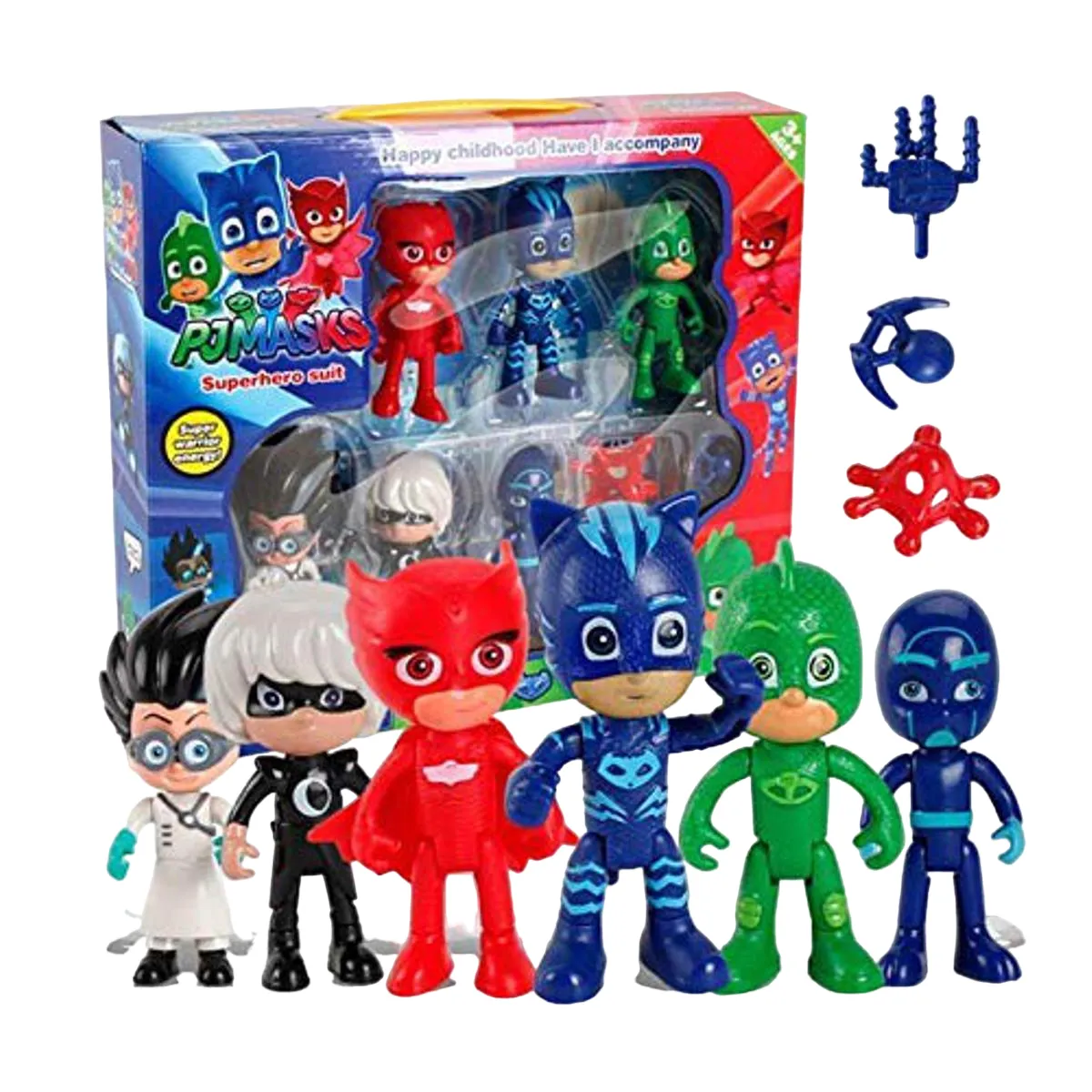 PJ Masks 6 Action Figures and Accessories Set – 4 inches