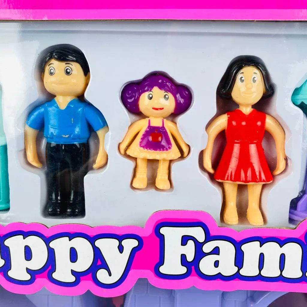 Doll House - Happy Family Villa Set For Girls - Lovely Pink Doll House For Girls - Pink Color Dollhouse Furniture Set image 2