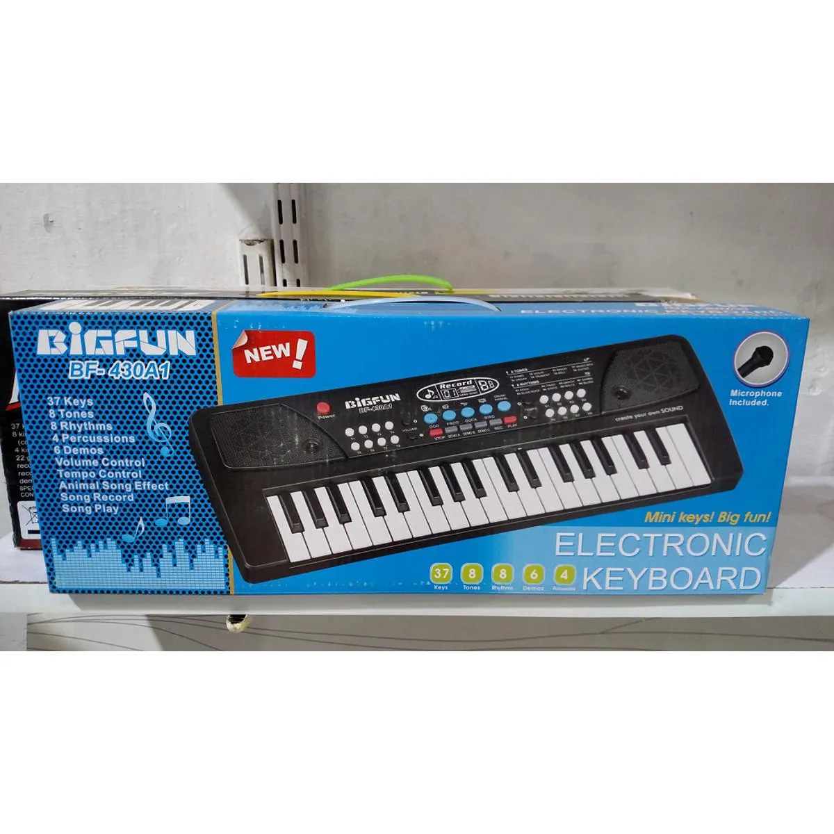 Bigfun Electric Keyboard Piano For Kids - 37 Keys - blue