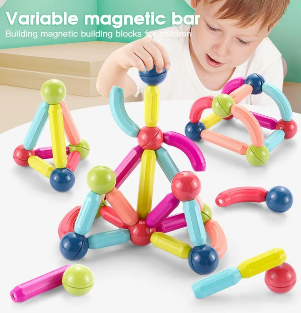 24-36-42-64 Pes Magnetic Blocks Set Toy Magnetic Bar Constructor Building Blocks Montessori Educational Kids Toys For Children Early Educational Toys Set, Magnetic Building Sticks Kit Kids Gift for Age 3+, Recreational Building Sticks Block Set image 4
