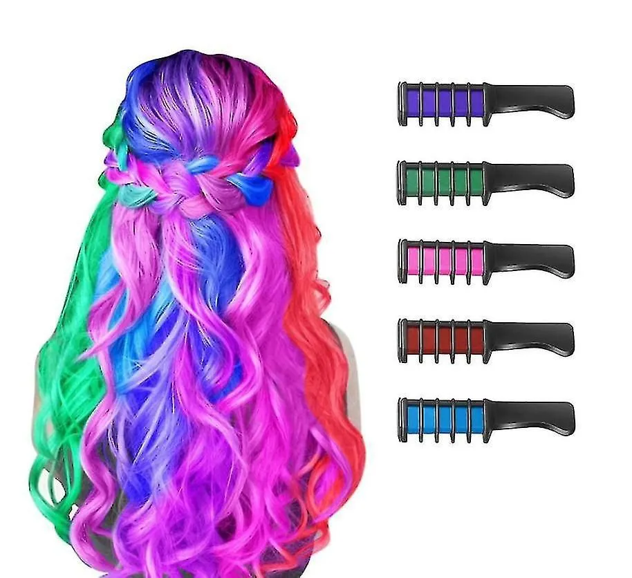 Hair Chalk Comb, 5Colors Temporary Hair Dye Marker Gifts for Adults 8 9 10 11 12 years old Girls Kids for Halloween Christmas Birthday Party, Cosplay