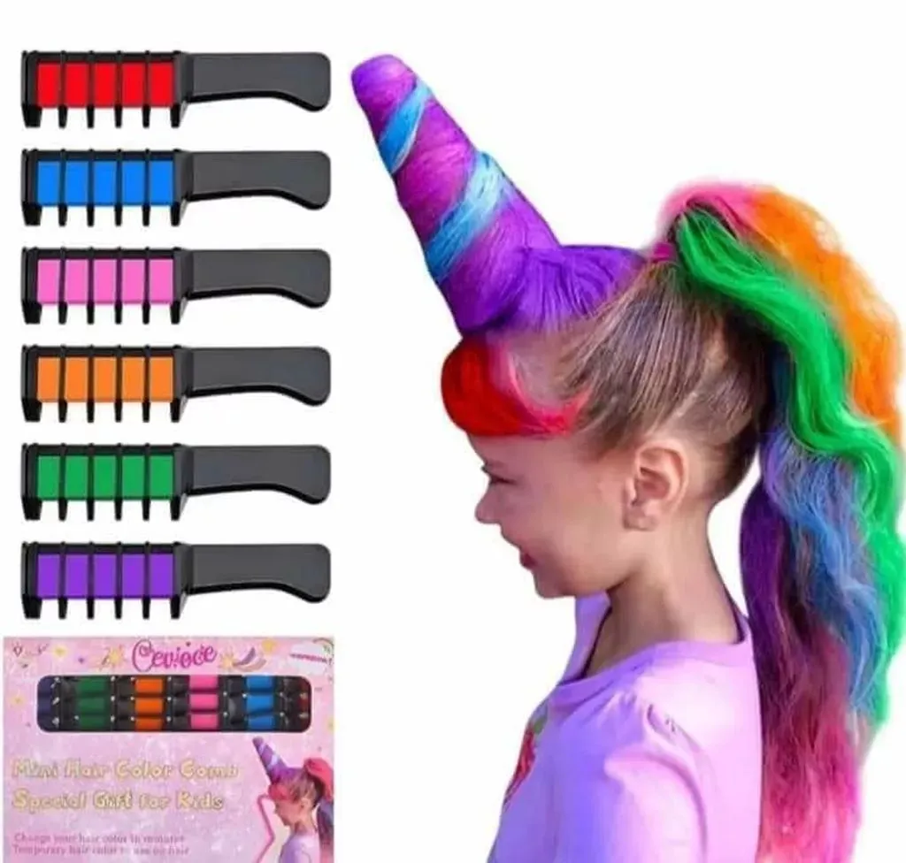 Hair Chalk Comb, 5Colors Temporary Hair Dye Marker Gifts for Adults 8 9 10 11 12 years old Girls Kids for Halloween Christmas Birthday Party, Cosplay image 5