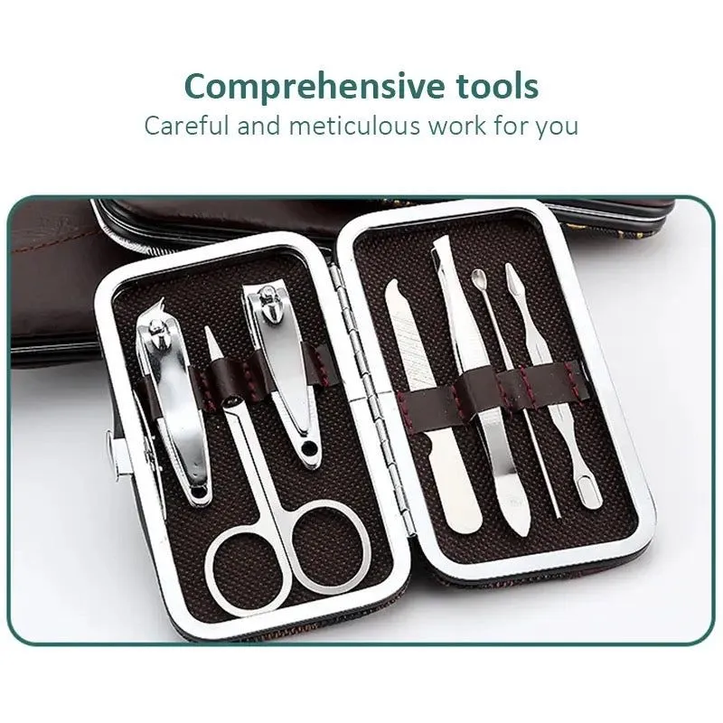 7 In 1 Manicure Kit, Carbon Steel Professional Pedicure Kit, Nail Scissors Grooming Kit with Leather Travel Case, Men Women Manicure Pedicure Kit, Nail Care Tool For Home Use image 7