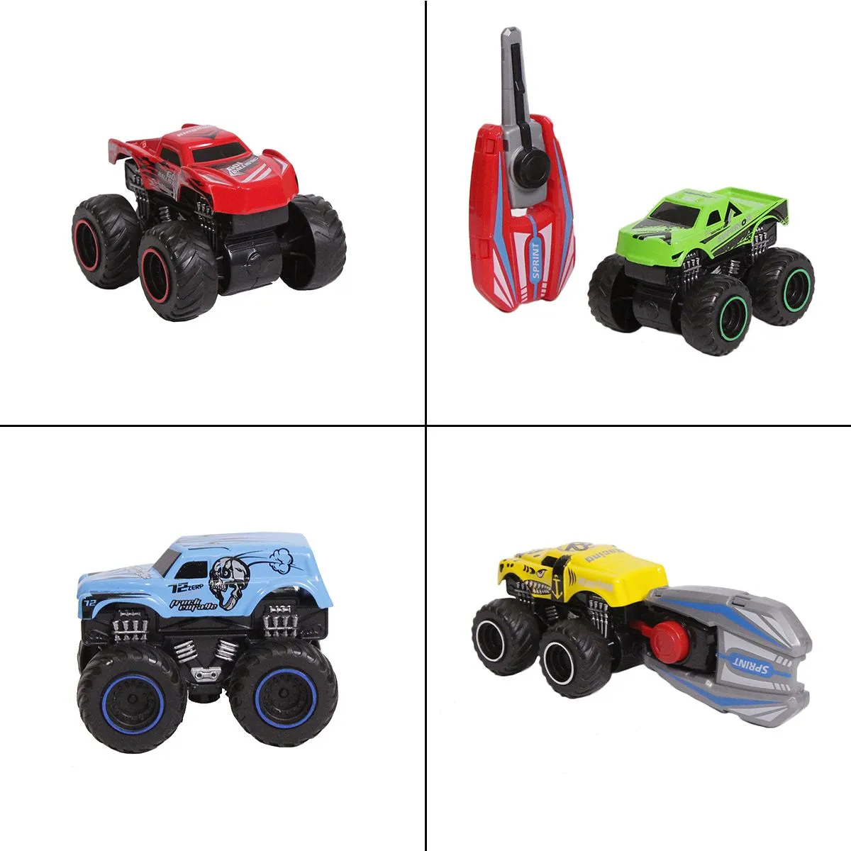 4 Pcs Hot Wheel Monster Trucks With Speed Launcher Ejector For Kids Toddler Monster Truck Toys For Boys Hotwheel 4 Pcs Pack Mini Monster Trucks With Key Launcher Gift