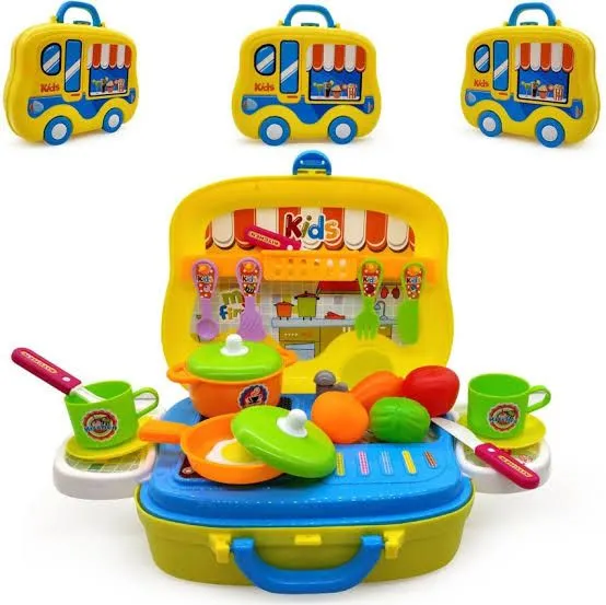 Plastic Luxury Kitchen Set Cooking Toy with Briefcase and Accessories Toys For Kids