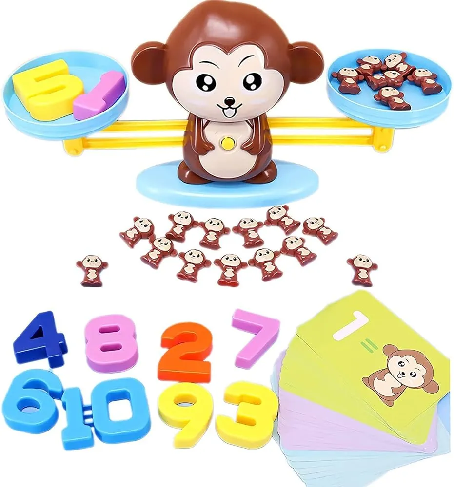 Monkey Balance Math Game, Monkey Weighing Scale Montessori Educational Stem Counting Toys for Kids 3 4 5 Years Old Age (E) image 3