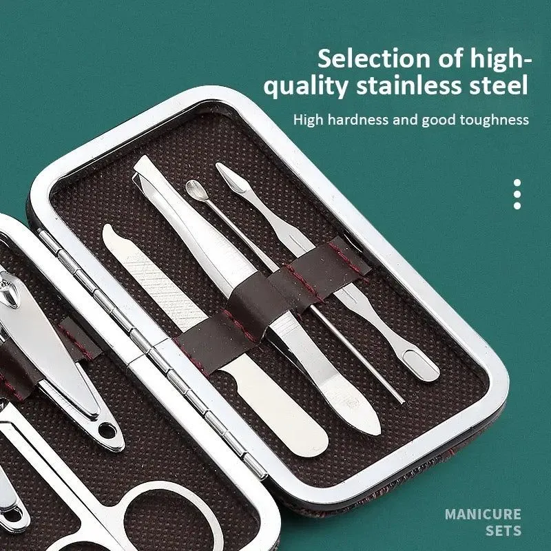 7 In 1 Manicure Kit, Carbon Steel Professional Pedicure Kit, Nail Scissors Grooming Kit with Leather Travel Case, Men Women Manicure Pedicure Kit, Nail Care Tool For Home Use image 4