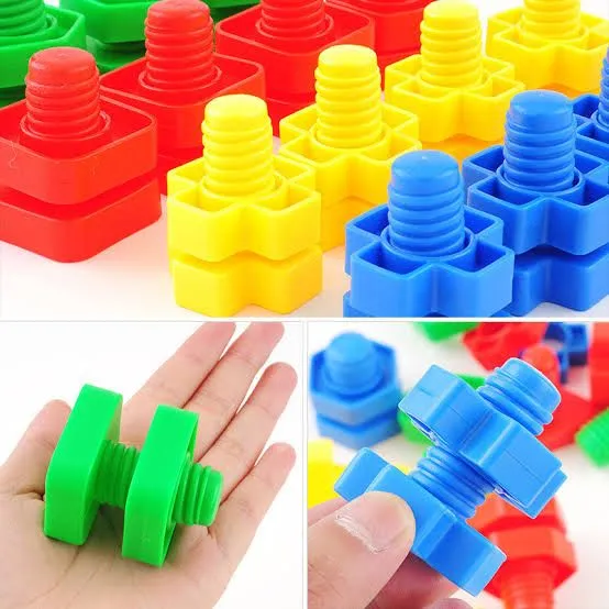 Kids Screwing Building Blocks Children Focus Screw Nut Shape Creative Mosaic Puzzle Toys for Children Plastic Educational Blocks image 5