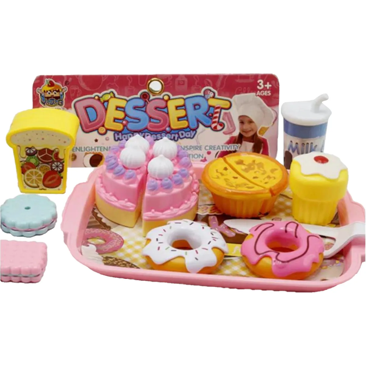 Kids Kitchen Toys DIY Cutting Dessert Baking Goods Cake, Donut, Ice Cream Cutting Set image 1