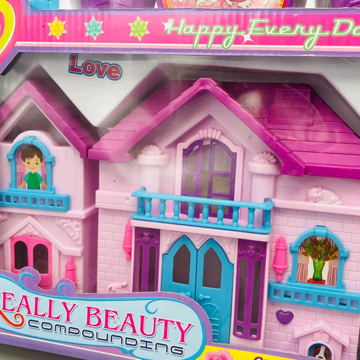 Doll House - Beauty Villa Set For Girls - Lovely Pink Doll House - Doll House For Girls - Pink Color Doll Play House image 5
