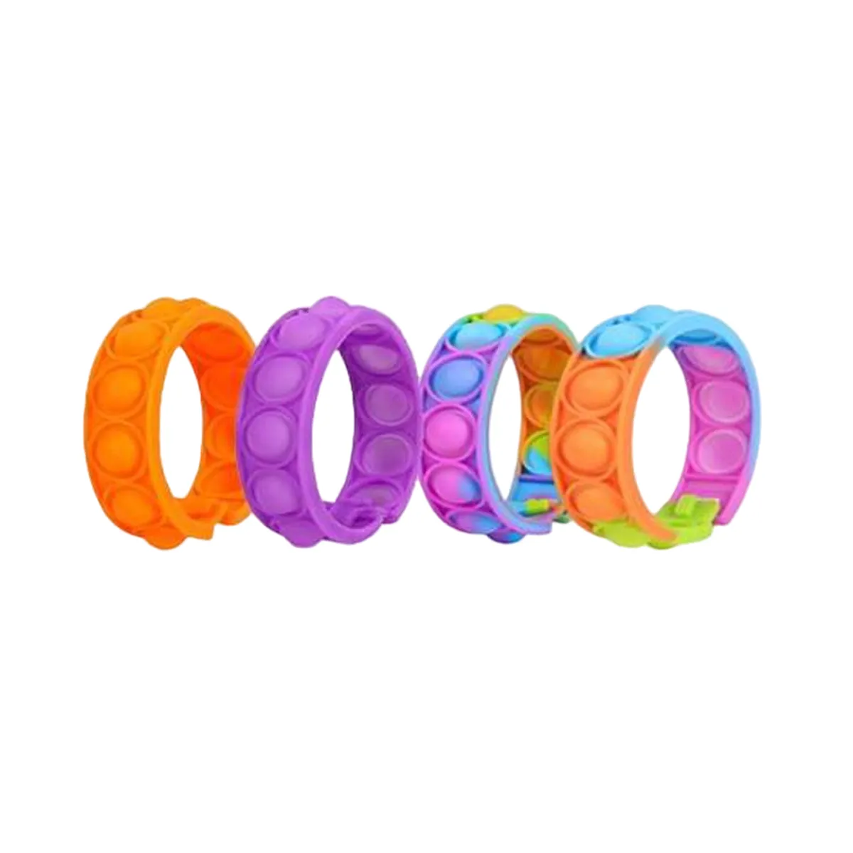 Popit Stress Relief Wristband Fidget Toys, Wearable Push Pop Bubble Sensory Fidget Hand Finger Press Silicone Bracelet Toy